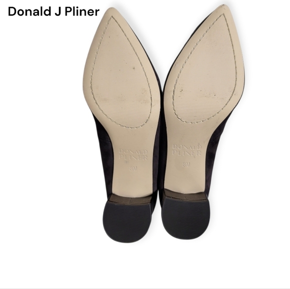 Donald J Pliner Stephani Leather Suede Brown Heel Pump Dress Career Shoe Women 8 - Picture 3 of 7